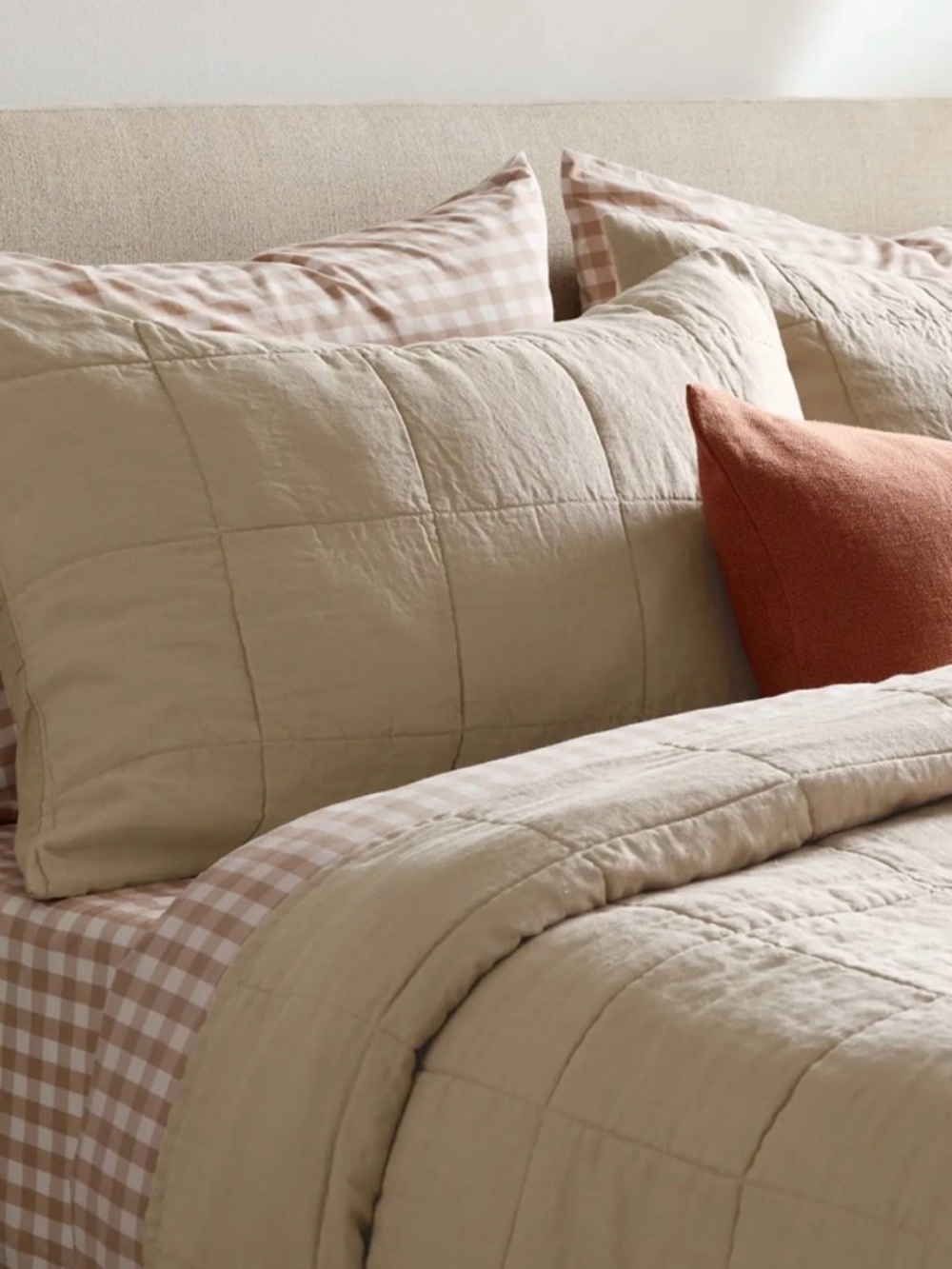 Quince Lightweight Box Quilted King Sham Set – Toffee - Picture 2 of 4